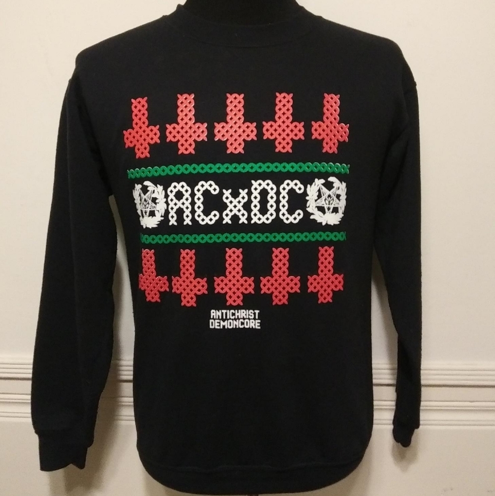 Black Craft ACDC Antichrist Holiday Sweatshirt SML Ugly Christmas sweater